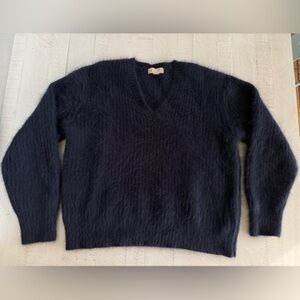 Michael Kors Angora Oversized V-Neck Sweater in Navy size Medium